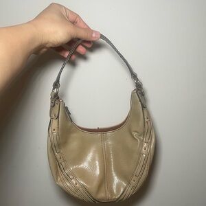 vintage Liz Claiborne small leather crescent bag with silver-tone details